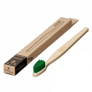 Bambukinis dantų šepetėlis | ECOLIVING (vidutinio minkštumo, žalias)